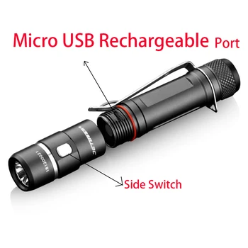 JETBeam 650 Люмен Micro USB Перезаряжаемый Фонарик 14500 AA Мини Портативный Боковой Переключатель 10 Вт XPG3 S4 светодиодный Фонарик с магнитным Хвостом