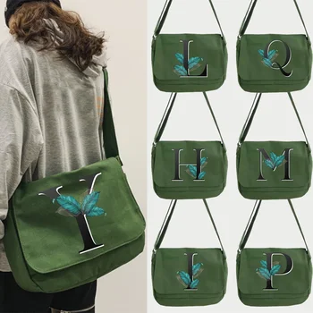 Модные Женские парусиновые сумки через плечо для молодежи, повседневные женские сумки через плечо большой емкости, сумки с листьями, сумки-мессенджеры для женщин