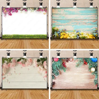 Художественный тканевый фон для фотосъемки, имитирующий цветы и деревянную доску, фон для фотостудии WYY-11