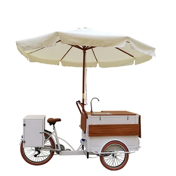 Электрический 3-Колесный Кофейный Киоск, Тележка для еды, Грузовой велосипед для мороженого, Педальный Велосипед для продажи Напитков И Закусок, Трехколесный велосипед С мини-холодильником