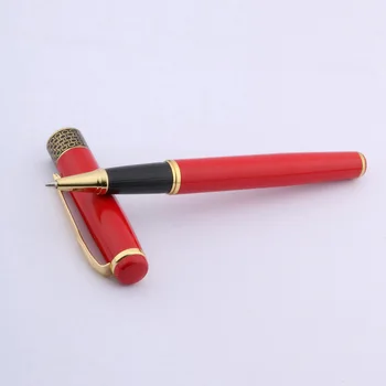 Новая Металлическая Шариковая ручка с роликом, Красная Золотая Резная Чернильная ручка, Канцелярские принадлежности, Школьные принадлежности для письма