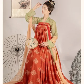 Китайский костюм Ханьфу, платье феи, косплей, Традиционный фестивальный дневник, современная одежда для женщин, зеленый, красный цвет