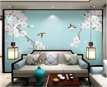 изготовленная на заказ фреска 3D фотообои Современные китайские цветы магнолии и птицы домашний декор обои для гостиной для стен 3d