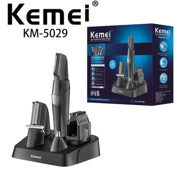 Kemei Km-5029 5 В 1 Многофункциональная Моющаяся с зарядной базой Профессиональная Электробритва Набор машинок для стрижки волос
