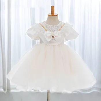 2023 Бальные платья Принцессы для маленьких девочек, Детское кружевное платье с бисером для поля, Платья для маленьких девочек в цветочек для Свадеб, Детские платья
